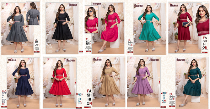 Trendy Maryam Vol 1 Designer Rayon Palin Dori Sequence Work Kurtis
